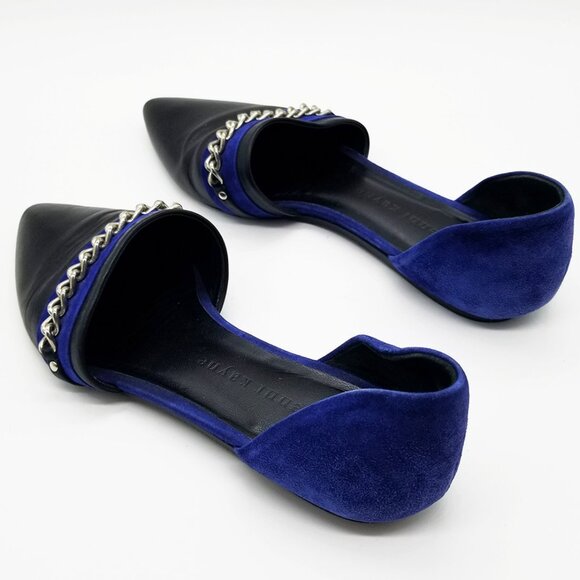 Jenni Kayne Chain D’Orsay Flats Slip On Black/Ink Royal Cobalt Blue Size 37 $595 - Picture 7 of 16